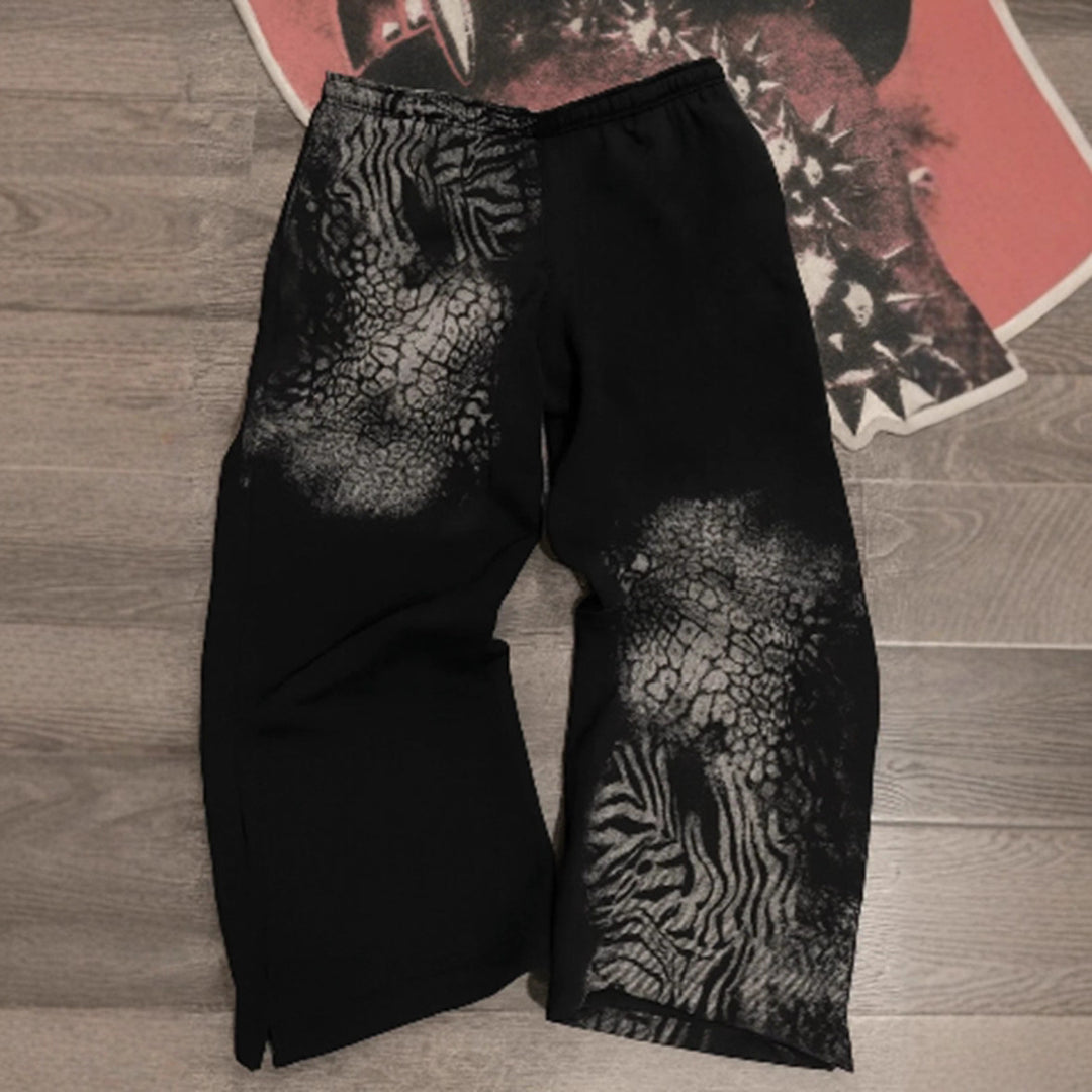 Dame nan løse sweatpants med asymmetrisk dyreprint, elastisk komfortlinning og lige ben Skovae