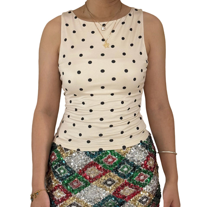 Dame Polka-Dots Tanktop med figursyet snit Skovae