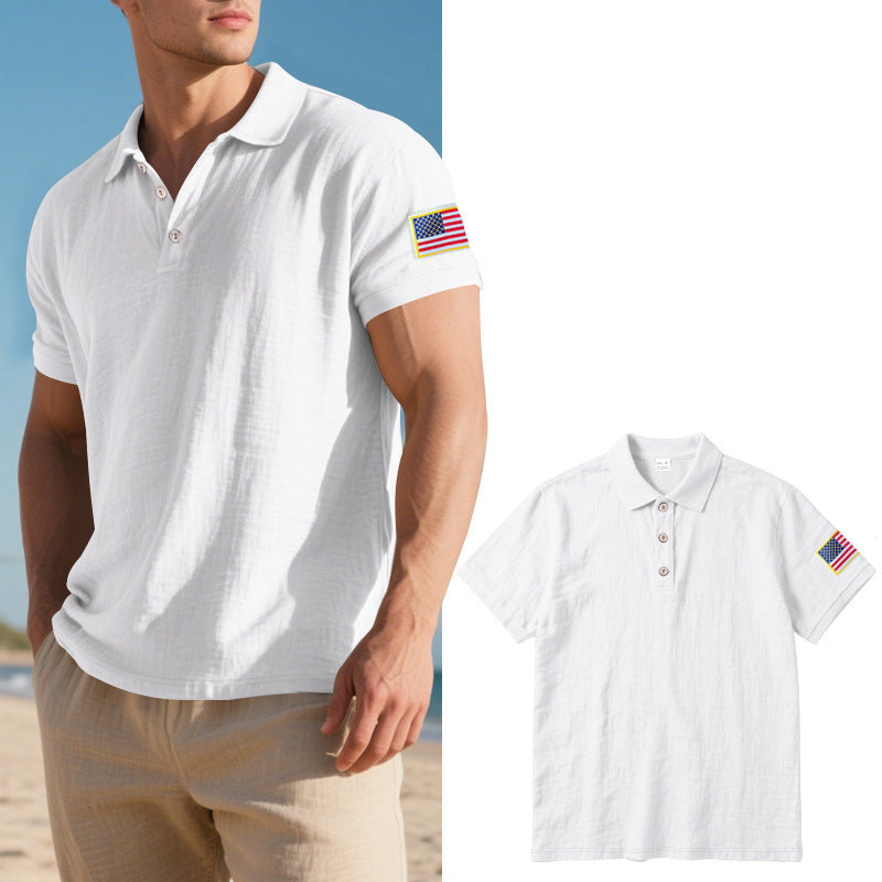 Herre polo shirt med moderigtigt amerikansk flagmotiv og højkvalitets bomuld Stilla