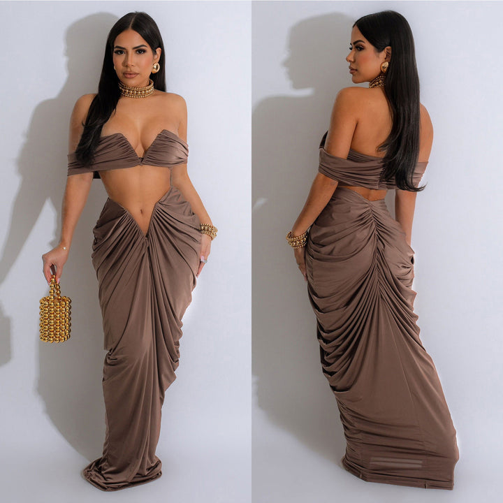 Dame Elegante og stilfulde aftenkjole med off-shoulder snit Stilla