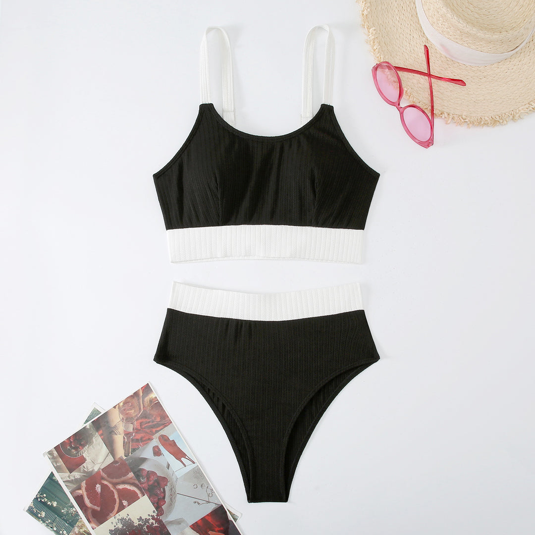 Dame Ribbet Bralette og Høj Talje Underdele Sæt Stilla