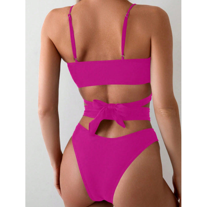 Dame højtaljede cut-out bikini med raffineret indpakningsdesign Skovae