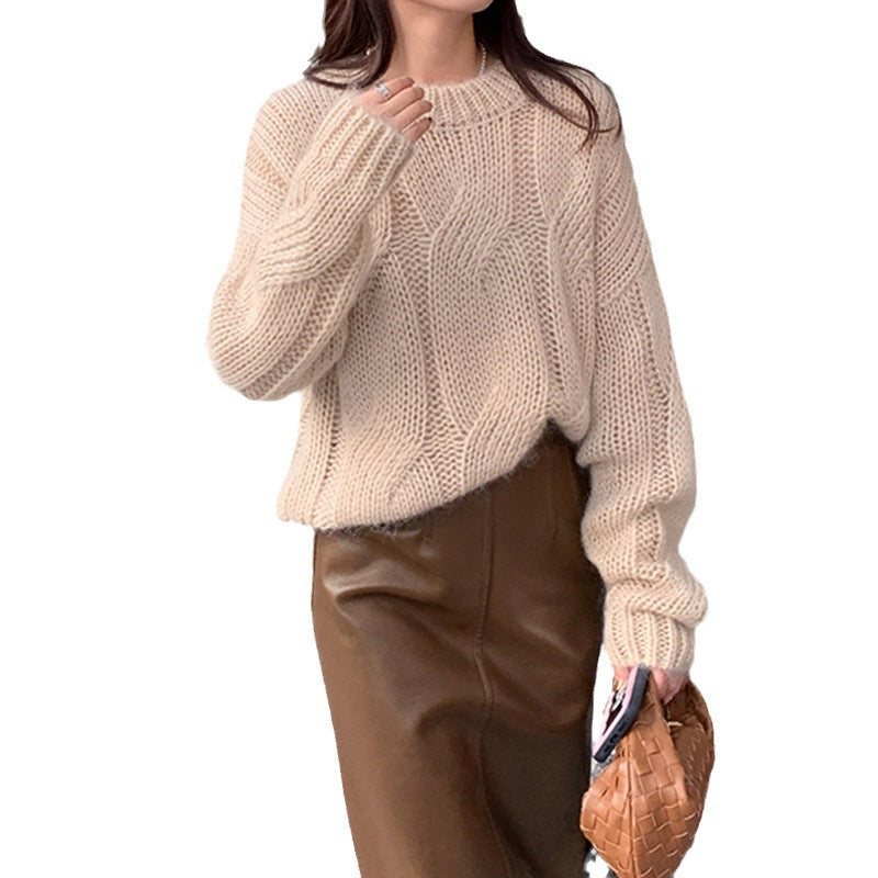 Kvinders chunky strikket sweater med kabeldesign og blød pasform Stilla