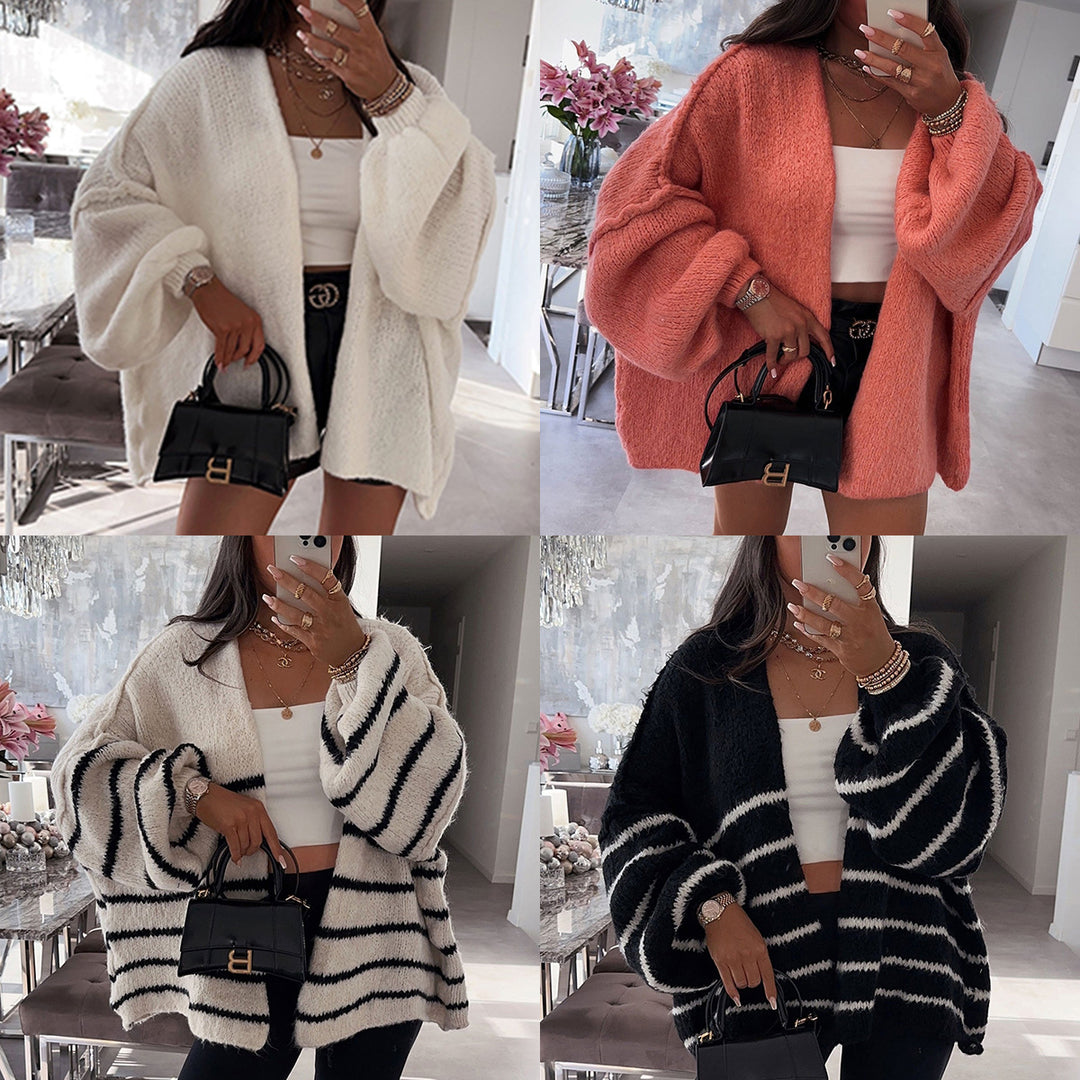 Dame cardigan med oversized snit og voluminøse ærmer Stilla