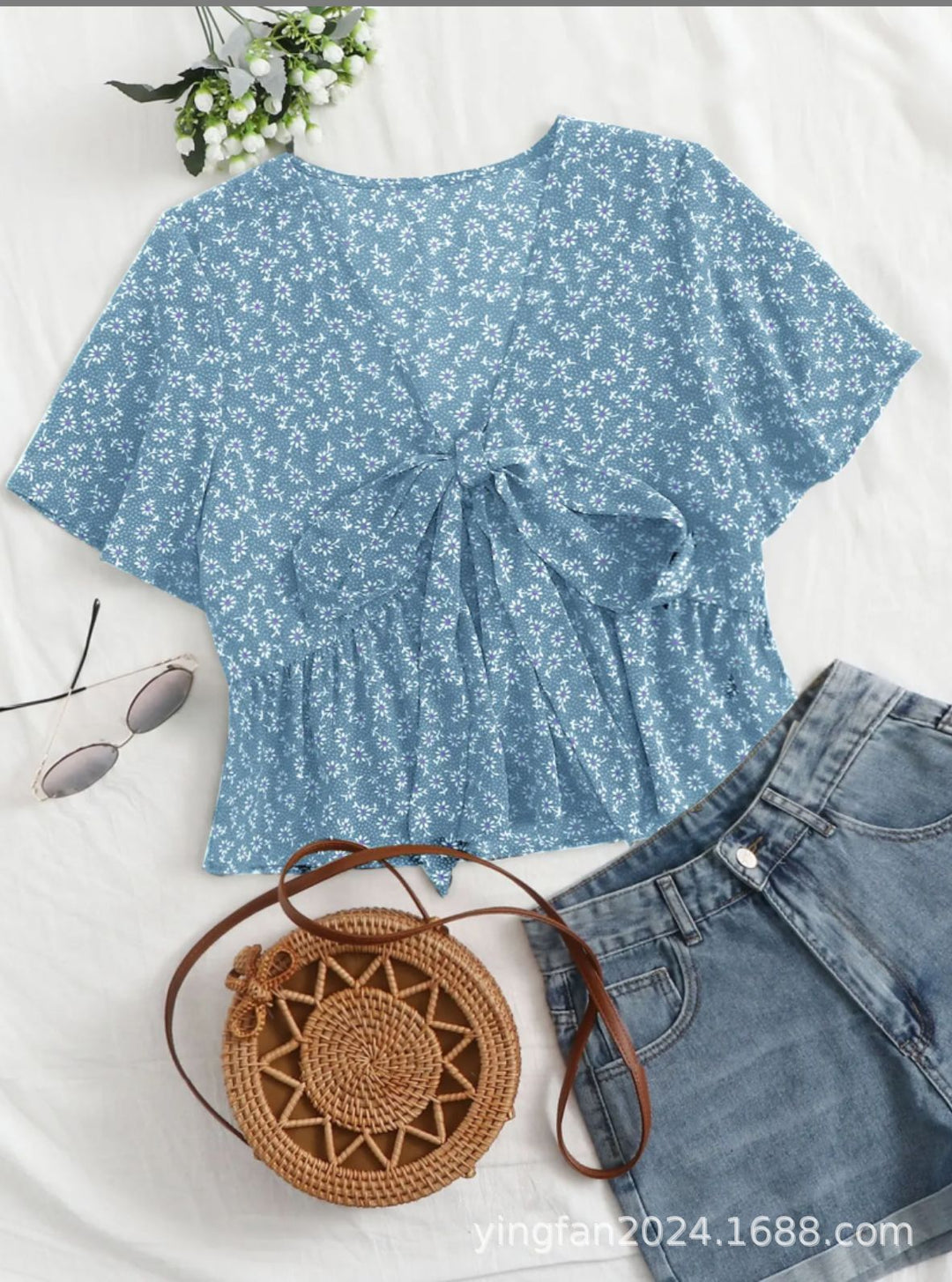 Kvinder flatterende knude-forside peplum top Stilla