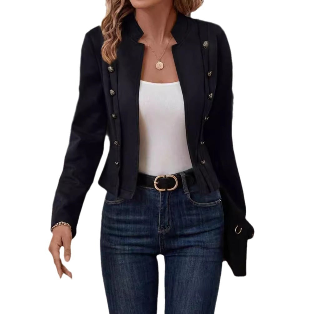 Dame mode ruskindjakke med dekorative knapdetaljer Stilla