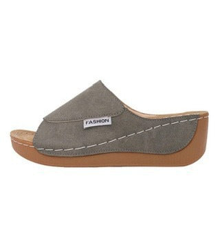 Dame nan anatomisk formet slip-on sandal med ergonomisk kile sål og syet kant søm Skovae