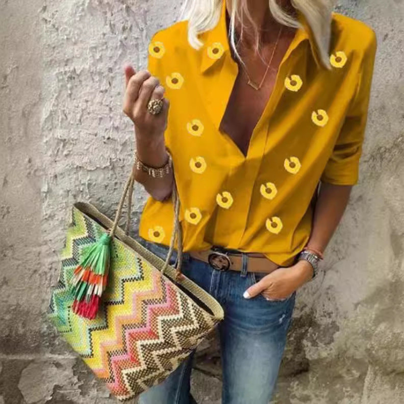 Kvinders moderne designet bluse med blomster mønster Stilla