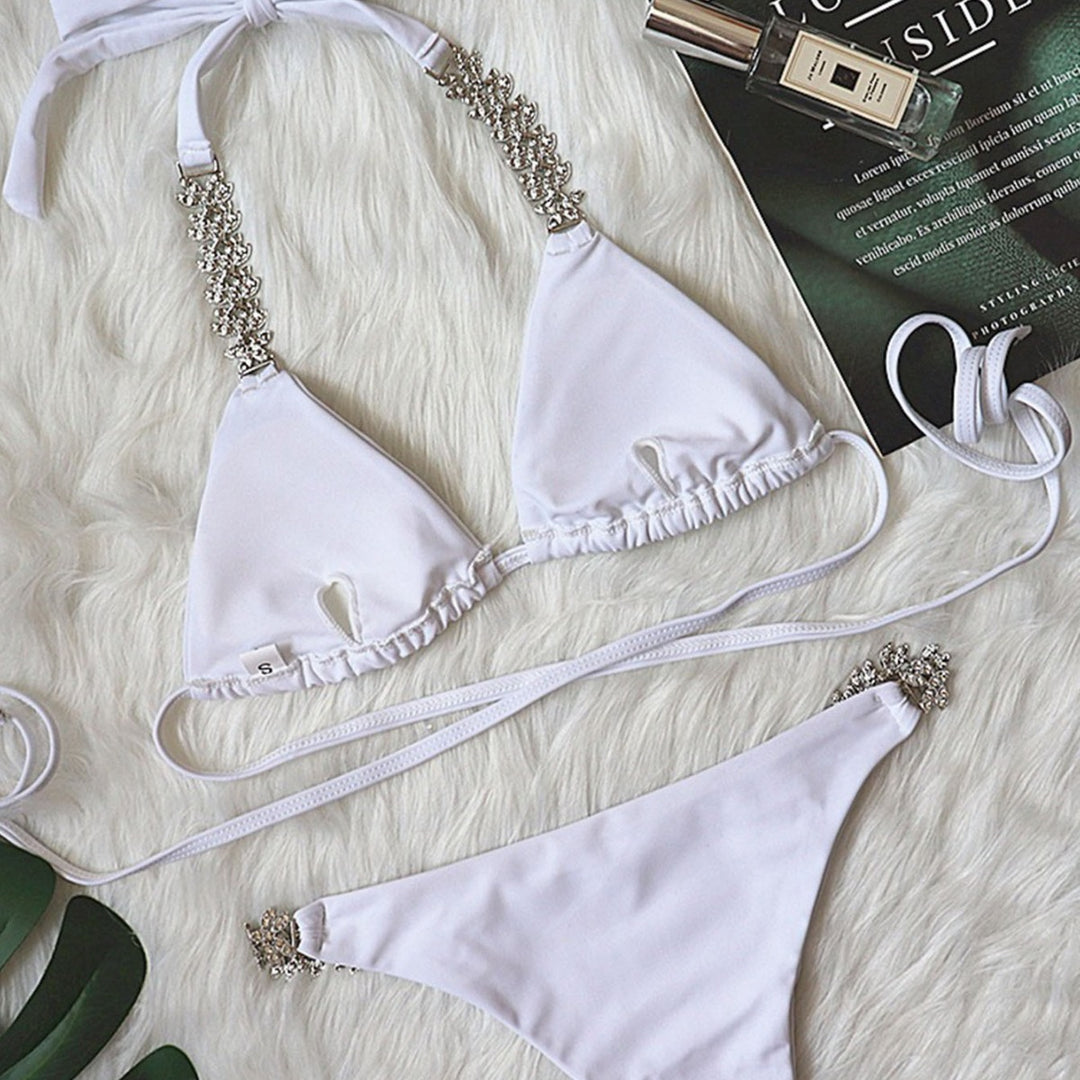 Dames bikini-sæt med elegante strass-detaljer og justerbare stropper Stilla