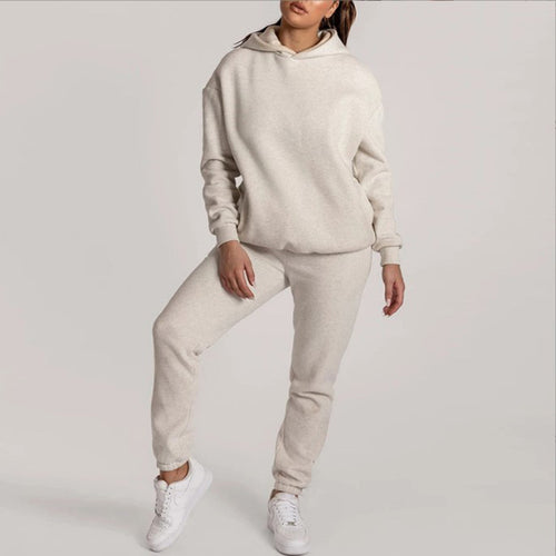 Kvinders casual hoodie sæt med praktiske lommer og elastisk talje Stilla