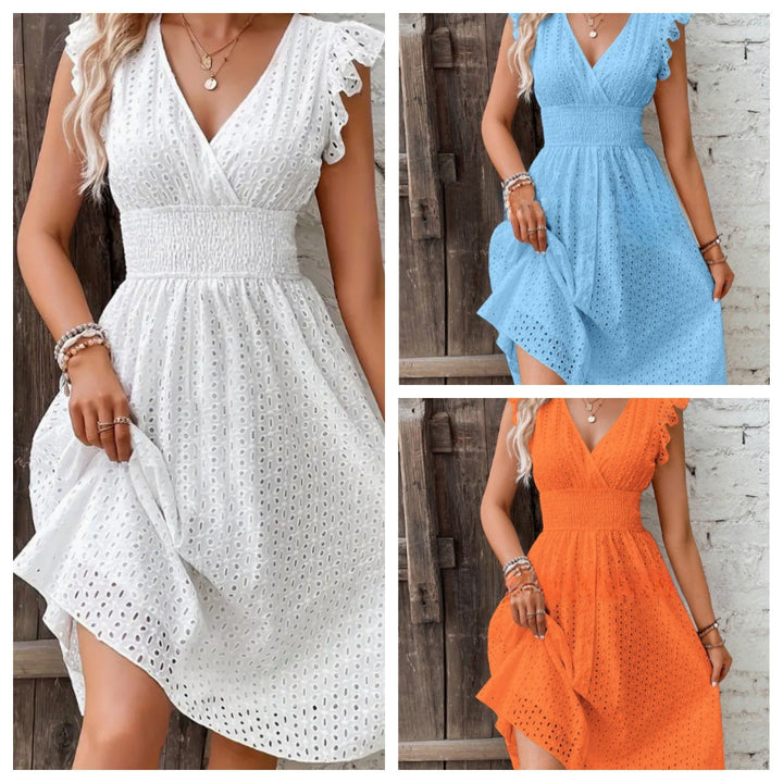 Dame sommerkjole med ruffle detaljer Stilla