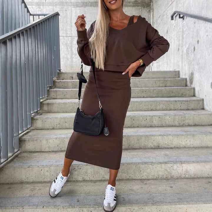 Dame afslappet sweatshirt-kjole med asymmetrisk snit og oversized pasform Stilla