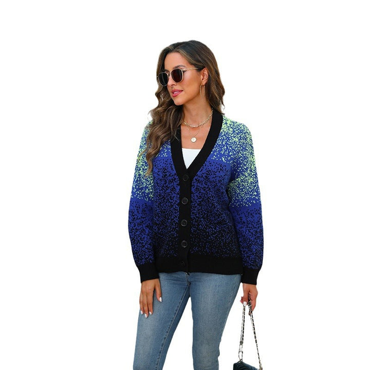 Dame Oversized Strikjakke med farverig overgang Stilla