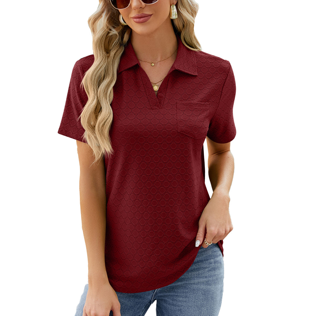 Dame Poloshirt med struktureret mønster og afslappet krave Stilla