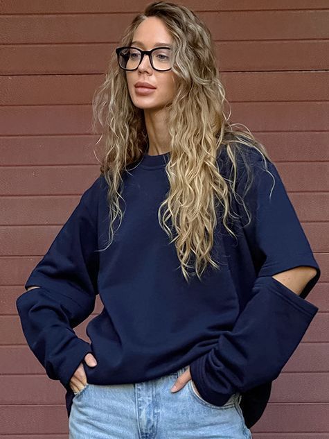 Dame Behagelig Oversized Pullover med splitærmer Stilla