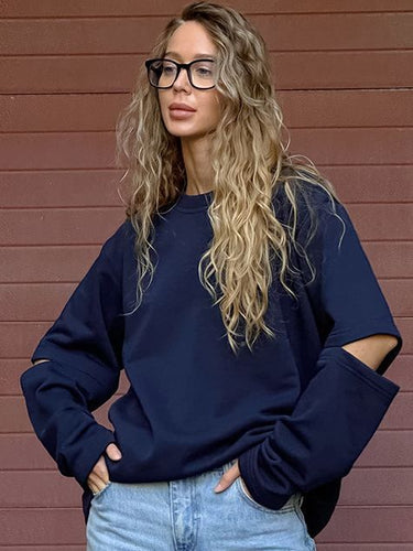 Dame Behagelig Oversized Pullover med splitærmer Stilla