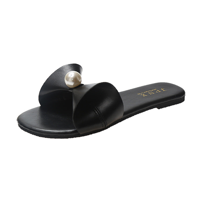 Dame moderne Slide Sandaler med perlemorsfarvet sløjfedetalje Stilla