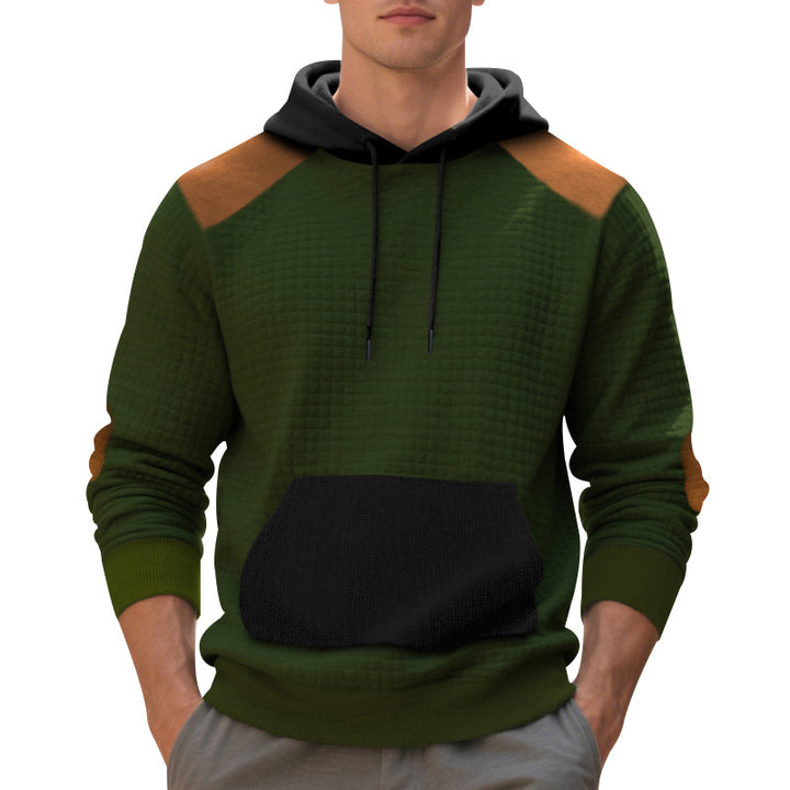 Herre nan urban vaffelstrik-hoodie med kengurulomme og kant Skovae