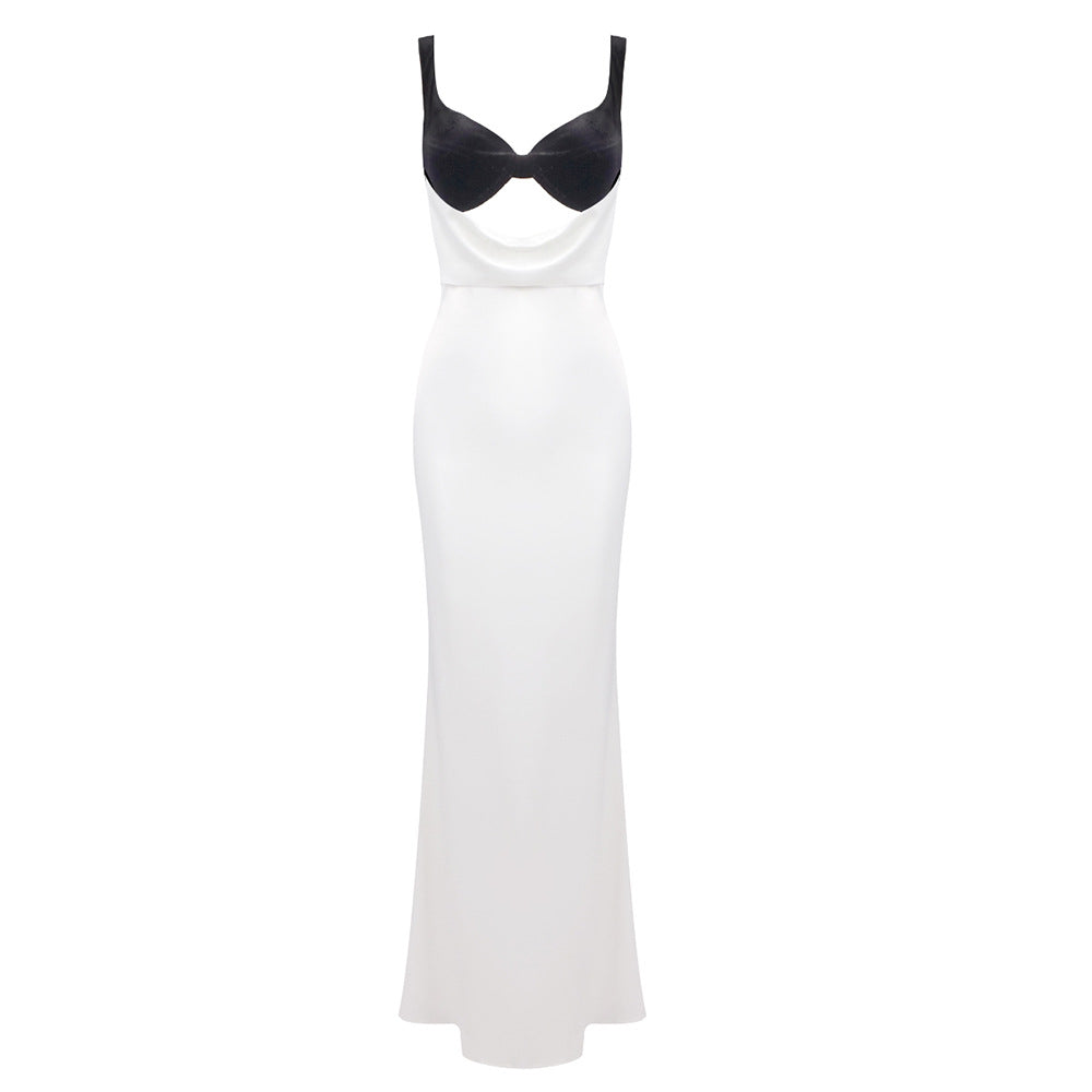 Dame Elegant lang kjole med raffineret bustier-design og flydende nederdel Skovae