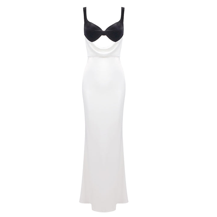Dame Elegant lang kjole med raffineret bustier-design og flydende nederdel Skovae