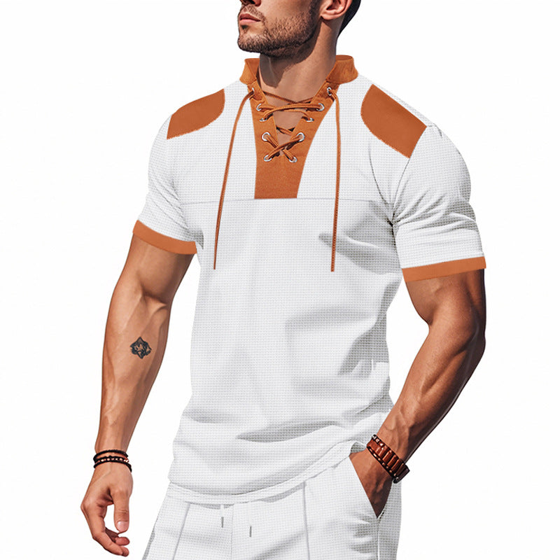 Herrer fritids-T-shirt med innovativ krave og sportsligt design Stilla
