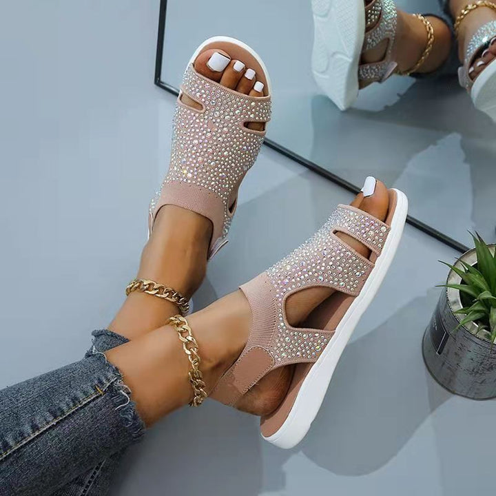 Dame modischer sandaler med strass dekorationer og polstret fodseng Stilla