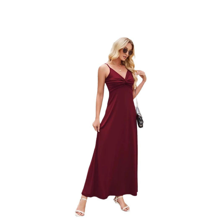Dame elegant Maxikjole med fine folding og spaghetti stropper Stilla
