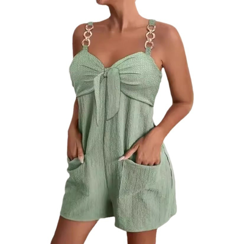 Damer Legesommer Jumpsuit med dekorative stropper og lommer Skovae