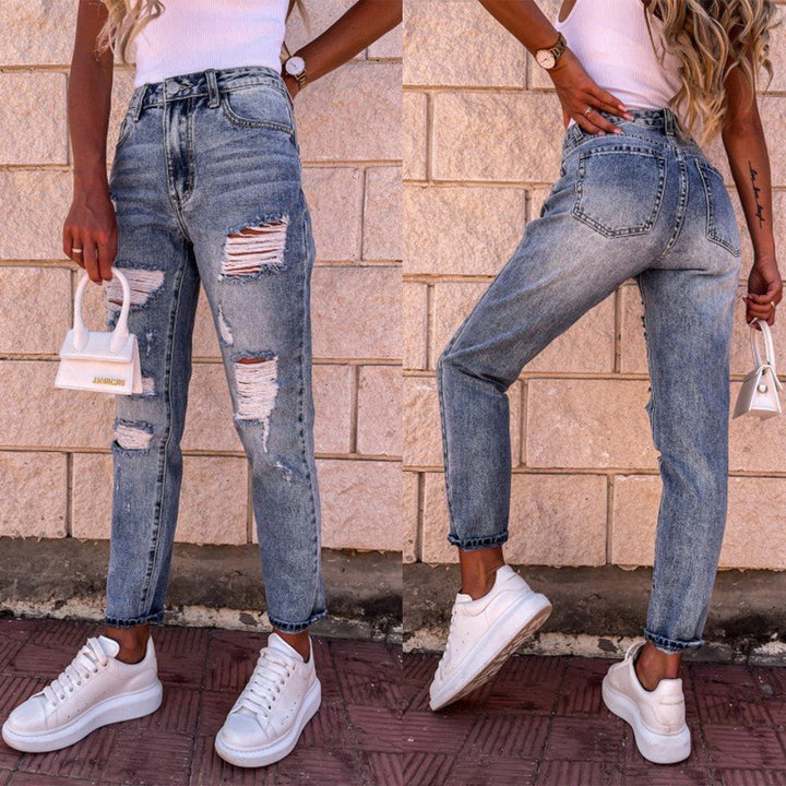 Dame Ripped Jeans i den trendy Skinny-snit med høj talje og afslappede distressed-detaljer Stilla