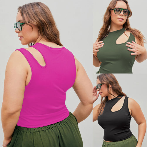Dame Crop Top med asymmetrisk Cut-Out og tætsiddende pasform Stilla