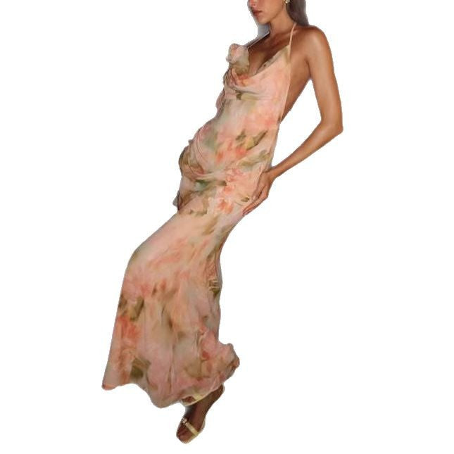Femme Halter Neck Floral Wrap Kjole Stilla