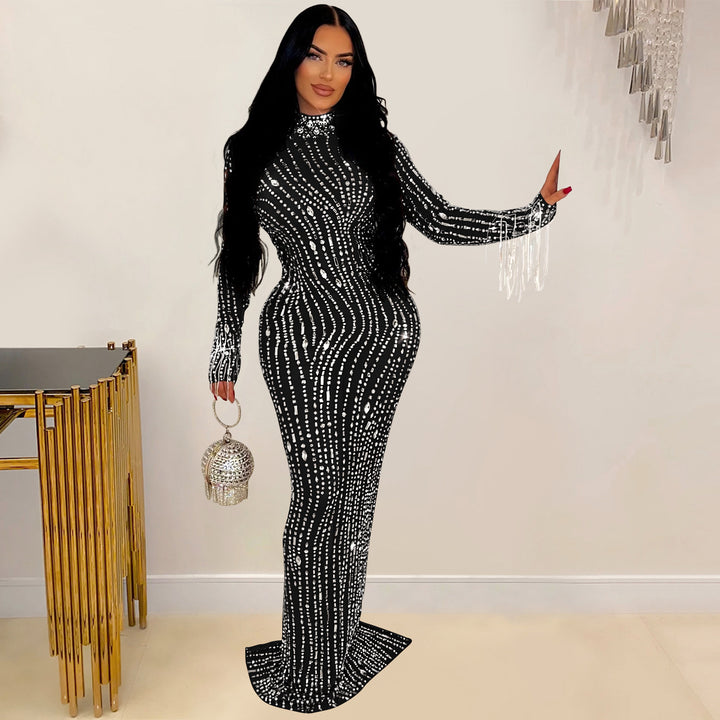 Dame Elegant Aftenkjole med Glimmerdetaljer Stilla