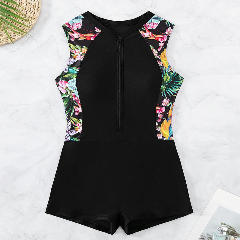 Dame Sporty Kortærmet Badedragt med Blomsterdesign Skovae