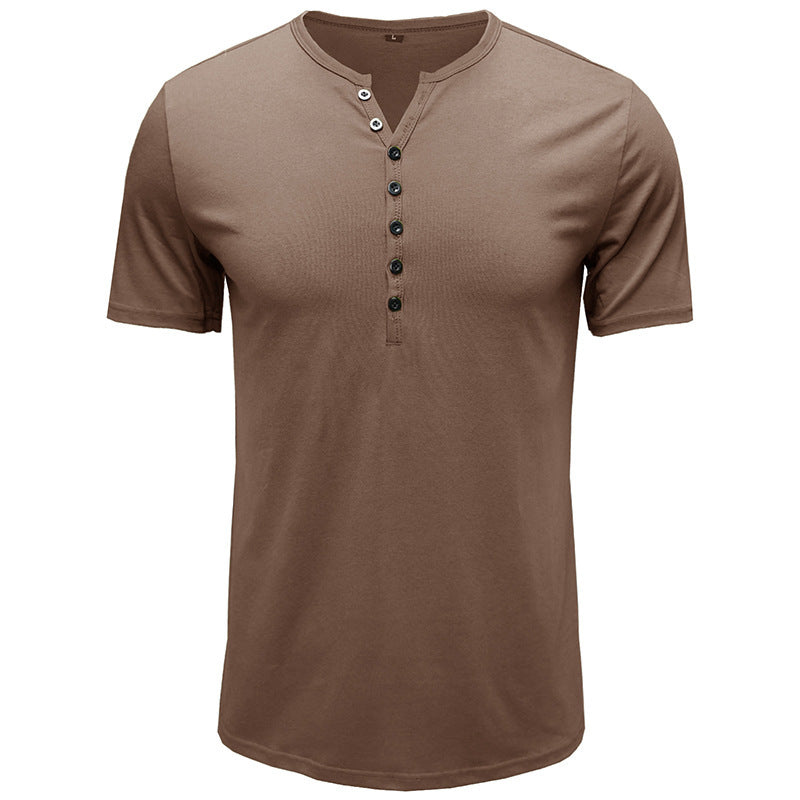 Herrer kortærmet Henley-shirt med stilfuld knaplukning Stilla