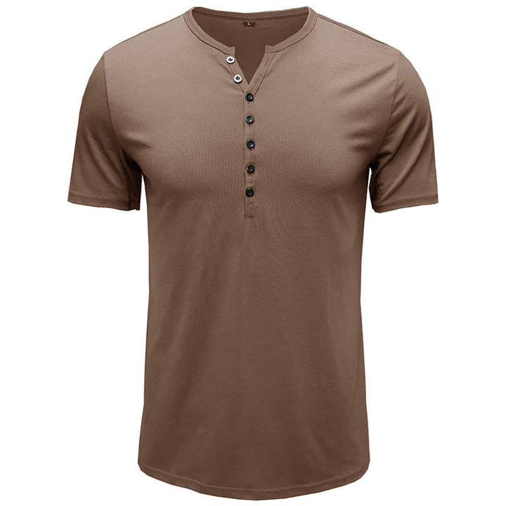 Herrer kortærmet Henley-shirt med stilfuld knaplukning Stilla