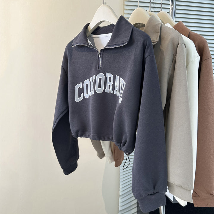 Femme Cropped Quarter-Zip Sweatshirt Stilla