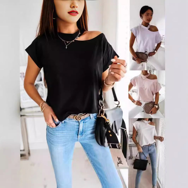 Dame Off-Shoulder T-Shirt med smukt snit og afslappet design Stilla