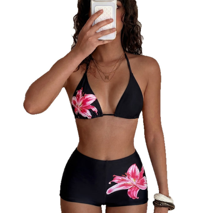 Dame Triangle-Bikini med blomsterdesign Skovae