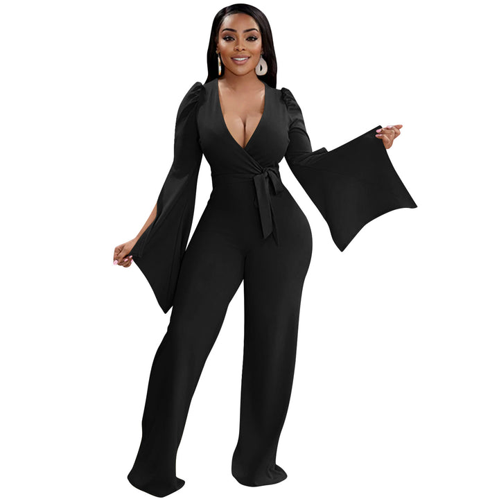 Dame Elegant Jumpsuit med bredde ærmer og figursyet snit Stilla