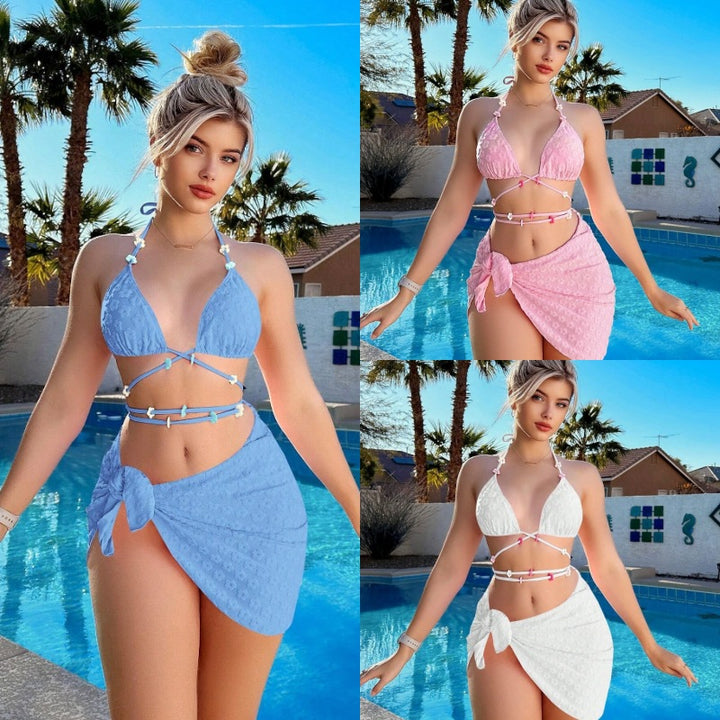 Dame triangel-bikini med justerbare stropper og elegant indpakningslook Stilla