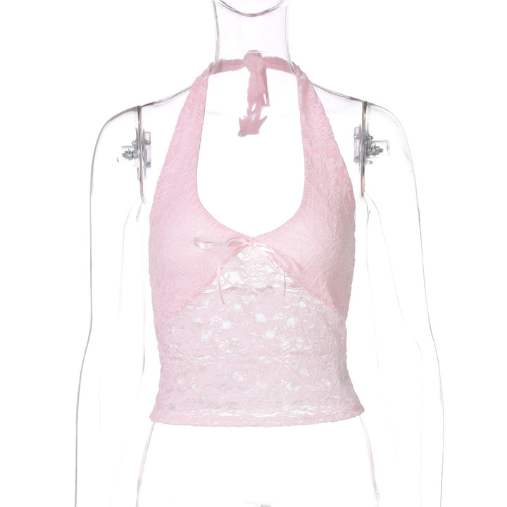 Dame Haltertop i fin lace Skovae