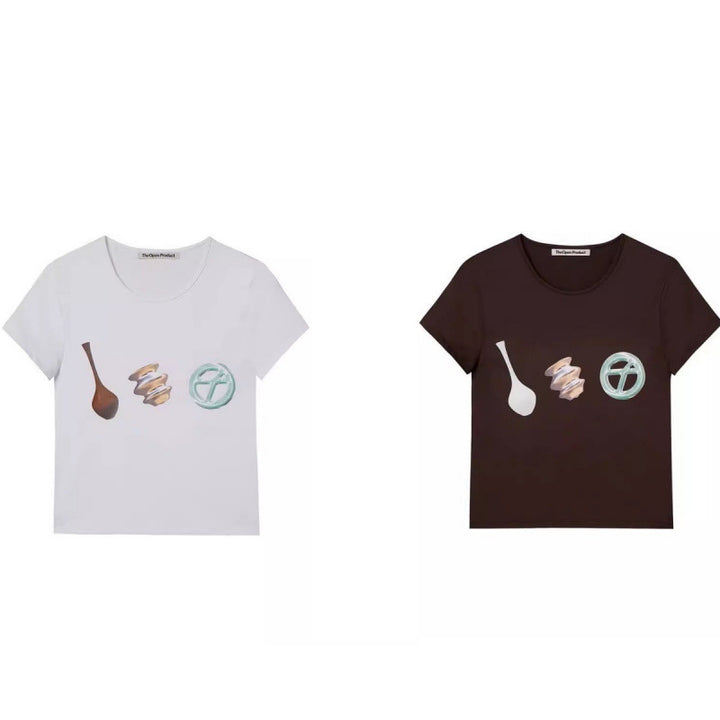 Dame Stilfuldt Grafiktryk T-Shirt Stilla