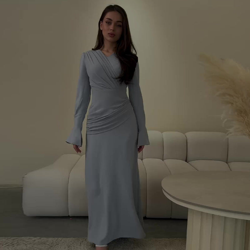 Dame elegant omslagsskjorte med asymmetrisk flæser og figursyet silhuet Stilla