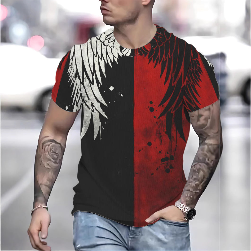 Herrer T-shirt med kreativ englemotiver og høj kvalitets bomuldsblanding Stilla