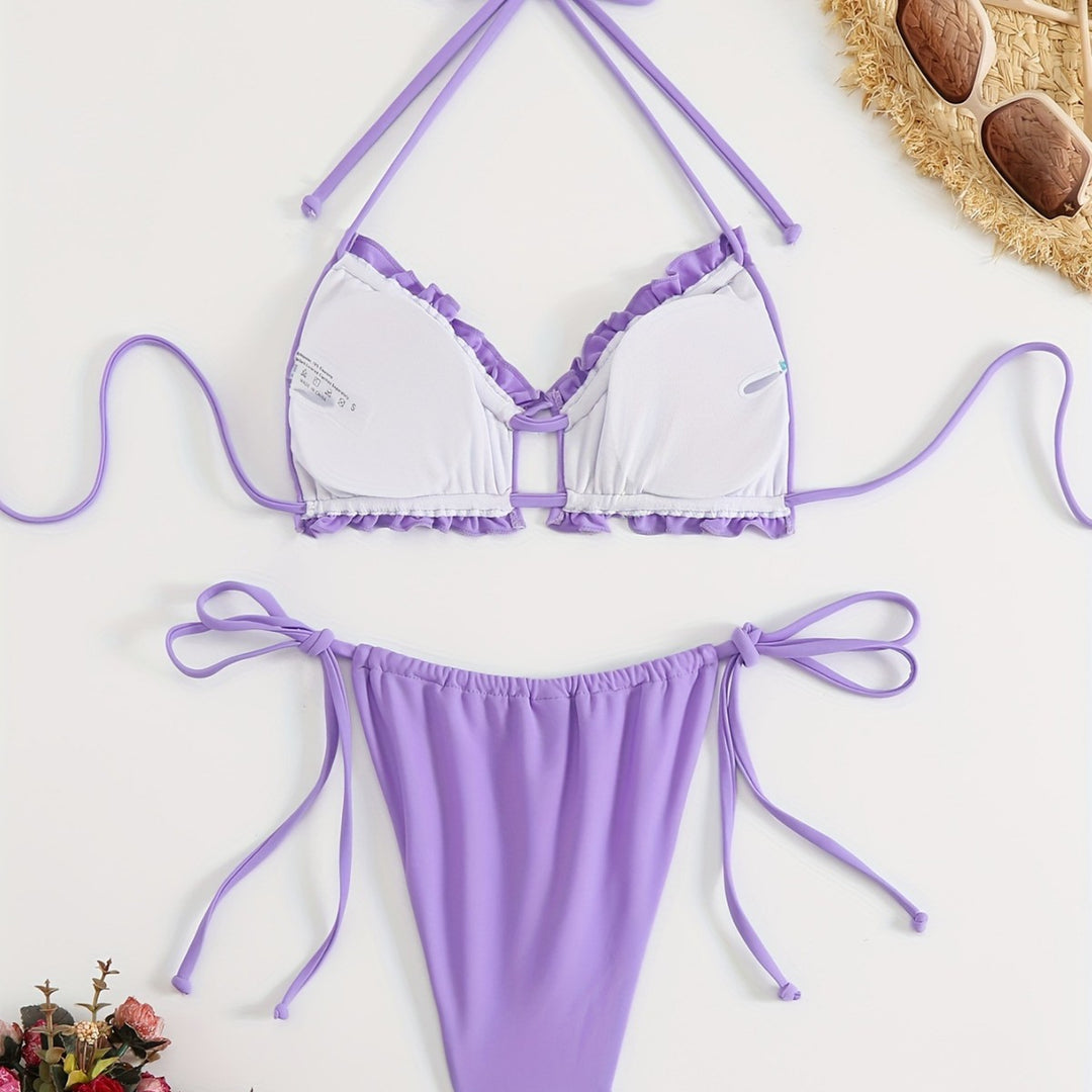 Dame Rüschen-bikini med justerbare stropper Skovae