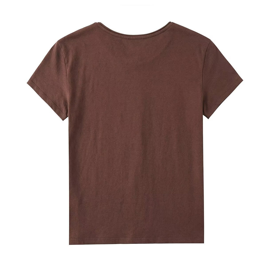 Dame T-shirt med minimalistisk design og eksklusiv tryk Skovae