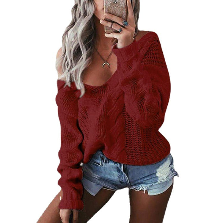 Kvinders Boxy Strik Sweater med Udsøgte Hulmønstre Stilla
