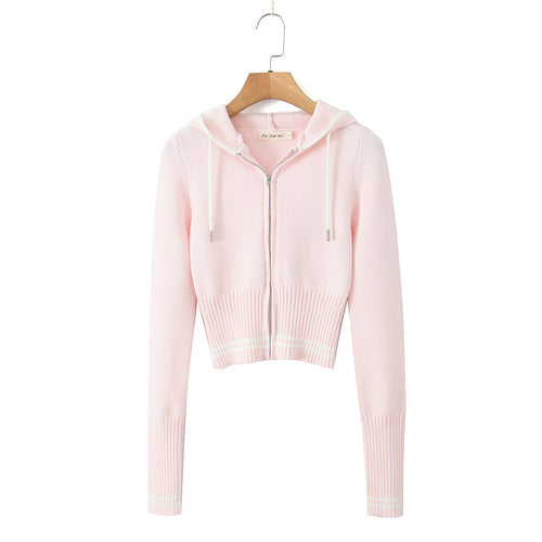 Damer cropped hættepullover med lynlås og elastisk kant Stilla