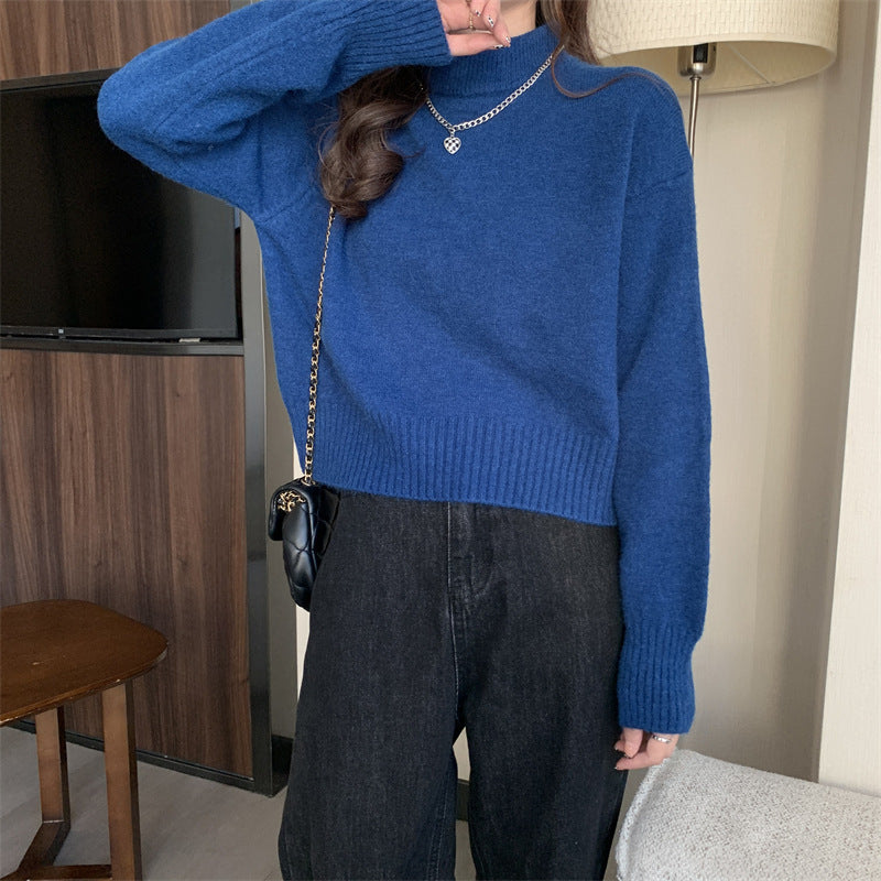 Kvinders komfortable og elegante cropped sweater med høj krave Stilla