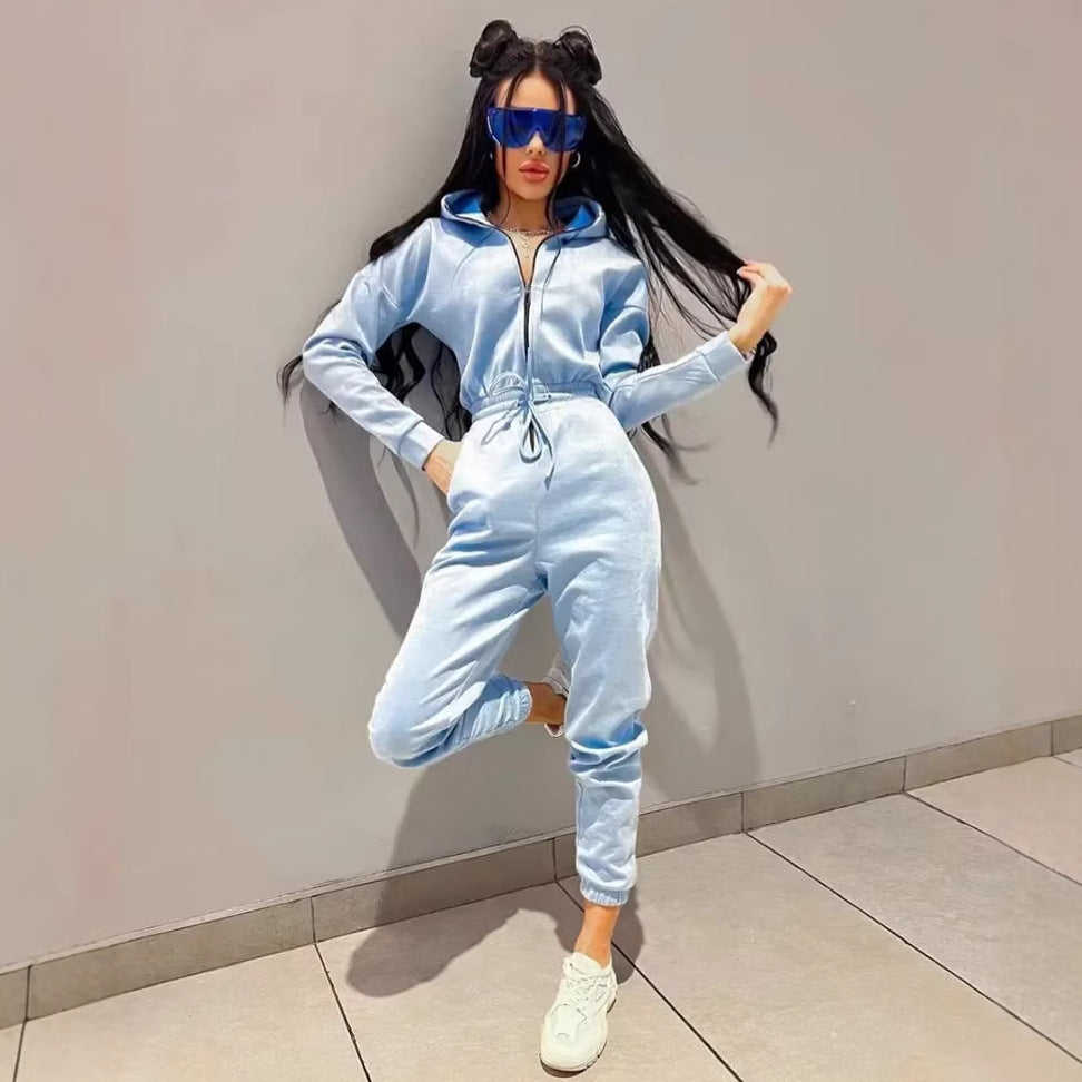 Dame jumpsuit med høj krave og elastisk talje Skovae